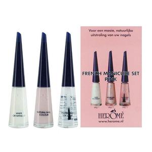 Pink Herome Fransk Manicure Sæt - Herome Thebeautylab  - 8711661022042