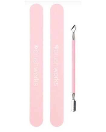 Pink Brushworks Cuticle Pusher & Nail Files - Brushworks Thebeautylab  - 5060903873922
